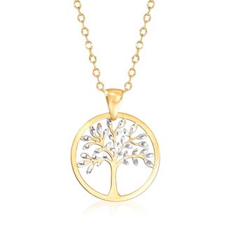 Ross-Simons Italian 18kt 2-Tone Gold Cut-Out Tree Of Life Pendant Necklace