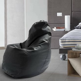 Talamo Italia Dmora - Puff Dabbew, Bolso Puf, 100% Made In Italy, Puf De Piel Sint&eacute;tica, Cm 70x70h110, Negro