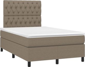 vidaXL Vidaxl - Cama Box Spring Con Colch&oacute;n Y Led Tela Gris Taupe 120x200 Cm