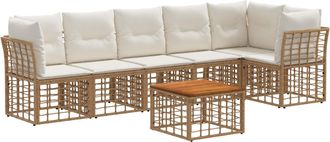 vidaXL Conjunto De Sof&aacute;s De Jard&iacute;n 7 Uds. Natural Y Crema Vidaxl