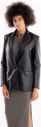 Hinnominate Hinnominate, Jassen, Dames, Zwart, XS, Leer, Wide-line Faux-lederen Jas
