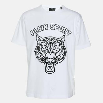 Plein Sport Plein Sport White Jersey Tiger Print T-Shirt