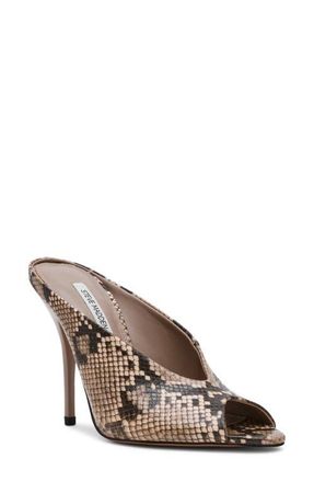 Steve Madden Agaze Peep Toe Slide Sandal in Snake at Nordstrom, Size 5.5