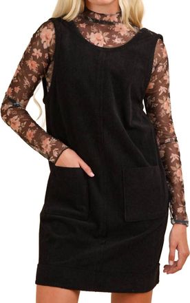 Very J Corduroy Mini Dress In Black