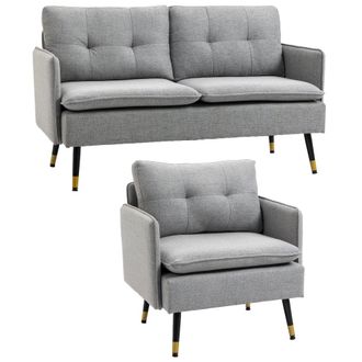 HOMCOM Conjunto de sof&aacute; 139x68x80 cm gris