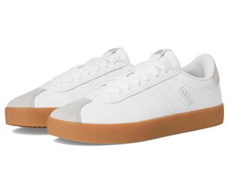 adidas VL Court 3.0 Womens Shoes White/White/Silver Metallic : 10.5 B - Medium, Leather