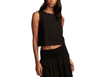 Lucky Brand Schiffli Sleeveless Top Womens Clothing Meteorite : LG (US 10-12), Cotton