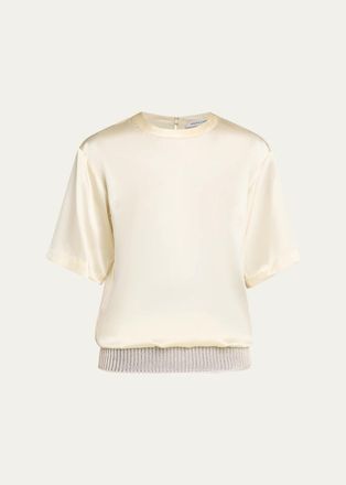 Aisling Camps Liquid Silk Short-Sleeve T-Shirt With Rib Hem