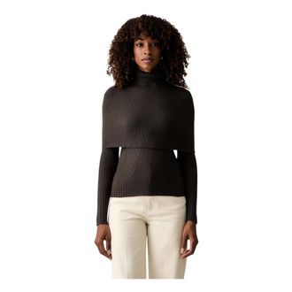 Twinset Slim-fit gebreide trui met shrug - Dames - Truien - Bruin - Maat: S Viscose