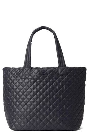 MZ Wallace Large Metro Deluxe Diamond Quilted Nylon Tote in Black at Nordstrom