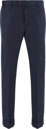 Jacob Cohen Navy Tailored Cuffed Stretch Wool Formal Pants