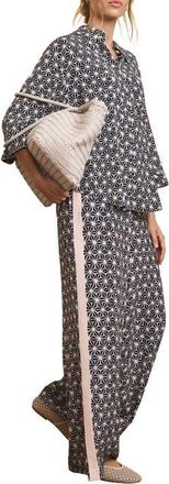 Mint Velvet Geometric Print Wide Trousers in Blue at Nordstrom, Size X-Small