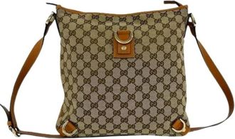 Gucci Pre-owned Vintage Canvas Schoudertas - Dames - Vintage Schoudertas - Bruin - ONE Size - Leer - Vintage