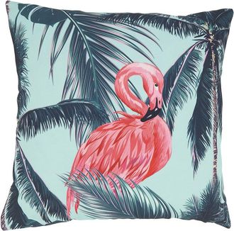 Saro Lifestyle Flamingo & Palm Tree Outdoor Pillow