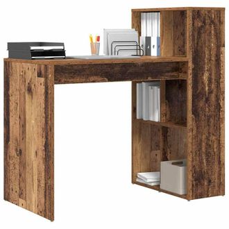 Berkfield Home Modern Writing Desk Old wood Engineered wood Standard Storage in Brown