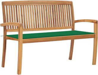 vidaXL Vidaxl - Banco De Jard&iacute;n Apilable Y Coj&iacute;n Madera Maciza De Teca 128,5 Cm