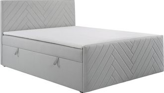Vente-Unique Cama completa con cabecero + canap&eacute;s abatibles + colch&oacute;n + sobrecolch&oacute;n - 160 x 200 cm - Terciopelo - Gris claro - MAKANA de YSM&Eacute;E