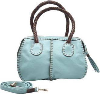 Carlos Falchi Mini Barrel Top Grain Leather Bag in Caribbean Teal at Nordstrom