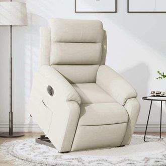 vidaXL Vidaxl - Sill&oacute;n El&eacute;ctrico Reclinable Elevable De Terciopelo Crema