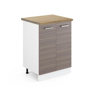 Vicco Mueble Bajo De Cocina R-line, Gris, 60 Cm, Et Roble
