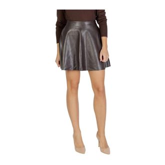 Only Zip Fastening Polyester Rok - Dames - Korte rokken - Bruin - S - Polyester - Rokken