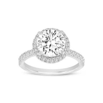 LuvMyJewelry Ravina 14K White Gold Round Cut Lab Grown Diamond Halo Engagement Ring - 2.95 Ct at Nordstrom, Size 6