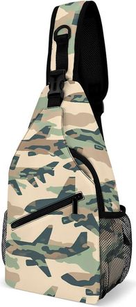 Generic Airplane Camouflage Mens Crossbody Chest Sling Bag for Travel Hiking Lightweight Shoulder Bags with Small Side