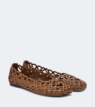 Loewe Petal Anagram leather ballet flats