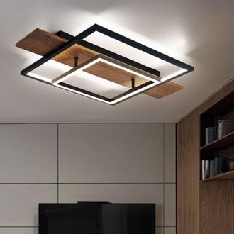 Globo Lighting Plafoniera sala da pranzo plafoniera funzione memory 3 livelli effetto legno led con effetto legno, alluminio metallo nero, 1x led 24W 1100Lm