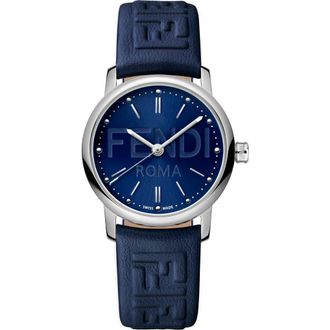 Fendi Forever Fendi Swiss Quartz Leather Strap Watch, 29mm in Stainless Steel at Nordstrom Rack