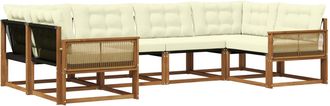 vidaXL Conjunto De Sof&aacute;s De Exterior 6 Uds. Natural Y Crema Vidaxl