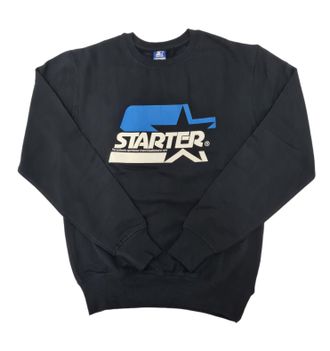 Starter Mens American Sportwears Urban Cotton Overhead Skater Sweatshirt, Black, Blue (UK, Alpha, M, Regular, Regular, Black)