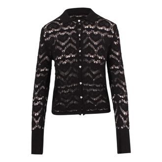 Marco Rambaldi Cardigans, female, Black, S, Heart Lace-stitch Shirt Cardigan