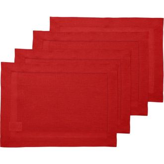 Solino Home Linen Placemats - Classic Hemstitch, 14 x 19 in Red at Nordstrom, Size Medium