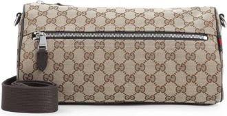 Gucci GG Canvas Small Cylinder Bag - Heren - Schoudertassen - Beige - ONE Size - Nylon - Tassen