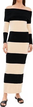 Possé Theo Off The Shoulder Dress In Cream-Black