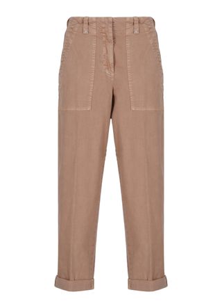 PESERICO Relaxed Fit Antique Pink Trousers With Cuffed Hems