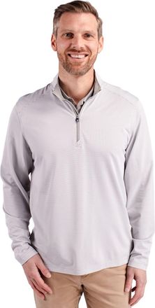 Cutter & Buck Virtue Eco Pique Micro Stripe Recycled Mens Quarter Zip