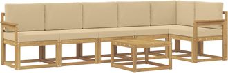 vidaXL Conjunto De Sof&aacute;s De Exterior 7 Uds. Y Beige Poli&eacute;ster Vidaxl