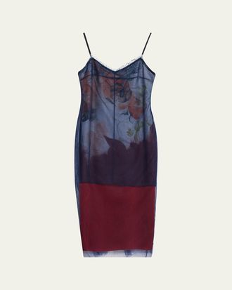 Jason Wu Shadow Floral Layered Midi Dress