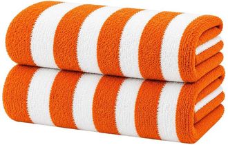 Luxury Home 2-Pack Cabana Striped Terry Cloth Beach Towels