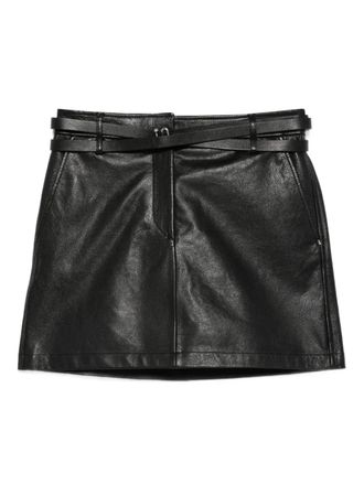 Sportmax belted leather mini skirt - women - Polyester/Goat Skin/Elastane - 42 - Black