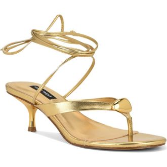 Nine West Batty Ankle Wrap Sandal in Gold at Nordstrom, Size 9.5