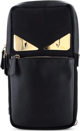 Fendi Borsa a tracolla Monster media in nylon e pelle - Nero