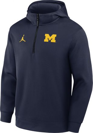 Nike Jordan Mens Michigan Coaches Premium Jordan Brand Dri-FIT College 1/4-Zip Hoodie in Blue | 0JPQ41SMWN-NWP