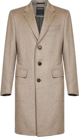 Ermenegildo Zegna Jassen - Heren - Mantel - Beige - L - Kasjmier - Jassen