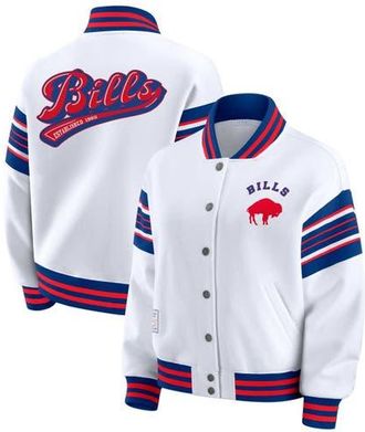 WEAR by Erin Andrews Womens WEAR by Erin Andrews White Buffalo Bills Plus Size Full-Snap Fleece Sweatshirt Jacket at Nordstrom, Size 3X