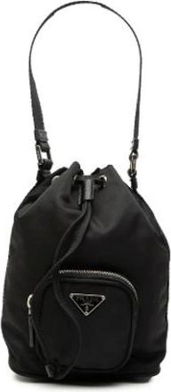 Prada Pre-owned Bucket Bags, female, Black, Size: ONE SIZE Pre-owned Nylon Bucket Bag