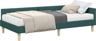 vidaXL Estructura De Cama Esquina Con Colch&oacute;n 2 Uds. Verde Oscuro Vidaxl