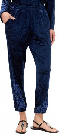 Johnny Was Carmel Crushed Velvet Jogger In Manhattan Blue